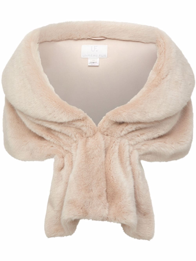 Shop Unreal Fur Champagne Faux-fur Shawl In Neutrals