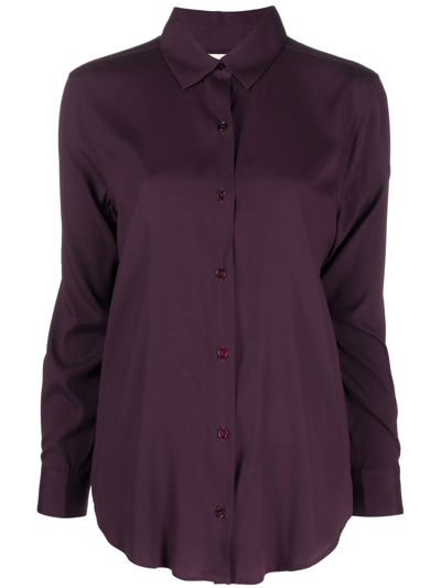 Shop Paula Long-sleeve Silk Shirt In Purple