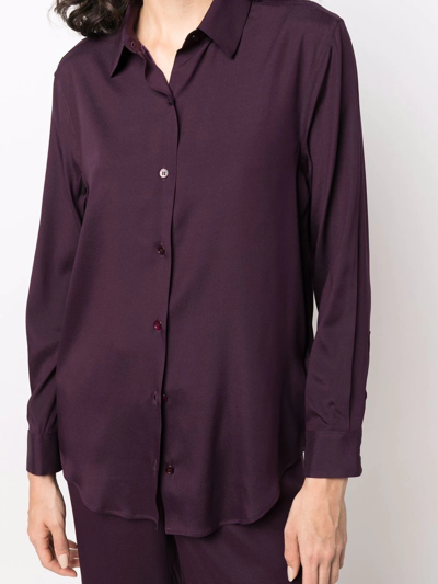Shop Paula Long-sleeve Silk Shirt In Purple