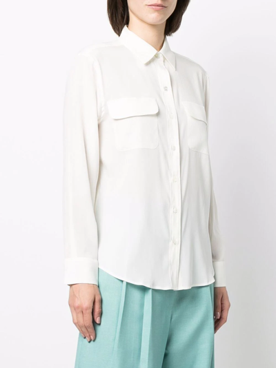 Shop Paula Long-sleeve Silk Shirt In White