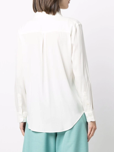 Shop Paula Long-sleeve Silk Shirt In White