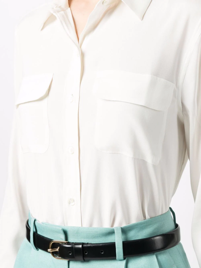 Shop Paula Long-sleeve Silk Shirt In White