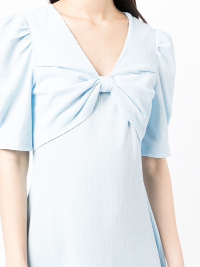 Shop B+ab Bow-detail Fitted Dress In Blue