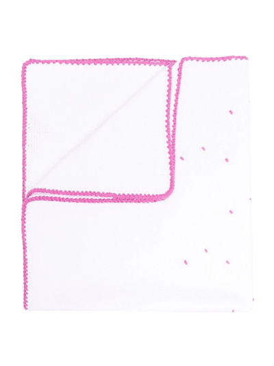 Little Bear Embroidered Cotton Blanket In White