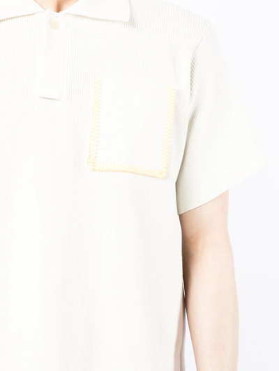 Shop Jacquemus Fine-ribbed Polo Shirt In White