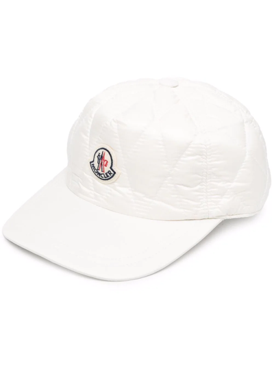 Shop Moncler Quilted Logo-patch Cap In Neutrals