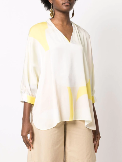 Shop Ivi Graphic-print Blouse In Yellow