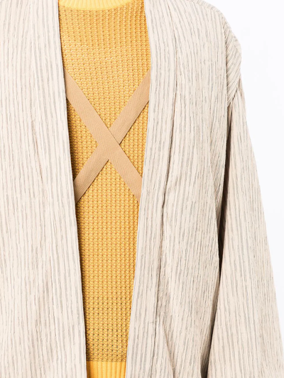 Shop Sasquatchfabrix Striped Open-front Jacket In Yellow