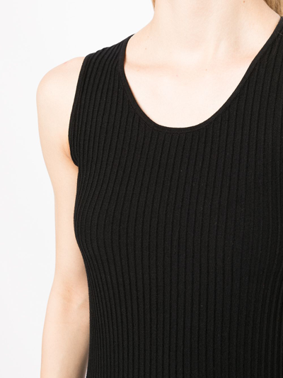 Shop Paule Ka Ribbed-knit Sleeveless Top In Black
