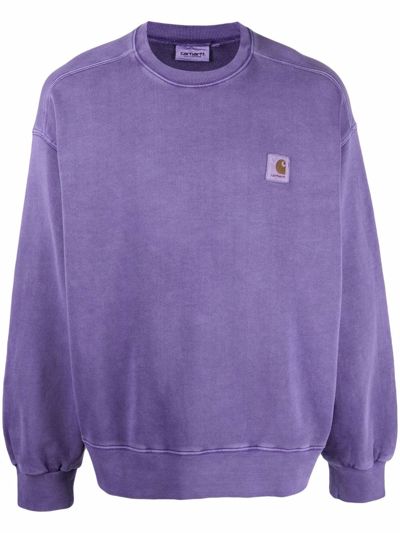 Shop Carhartt Nelson Logo-patch Sweatshirt In Purple