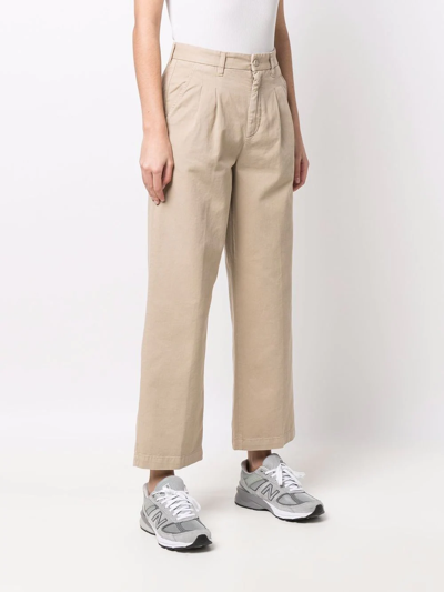 Shop Carhartt Cara Pleated Straight-leg Trousers In Neutrals