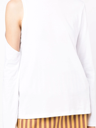 Shop Tibi Asymmetric Cold-shoulder Top In White