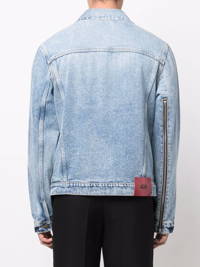 Shop 424 Bleached Denim Jacket In Blue