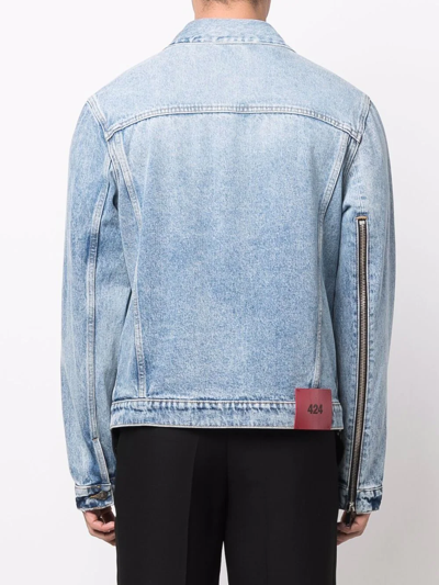 424 Blue Distressed Denim Jacket In Blue