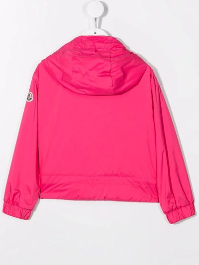 Moncler Teen Hooded Lightweight Rain Jacket In Pink