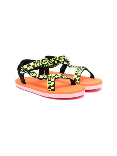Shop Stella Mccartney Logo-strap Sandals In Yellow