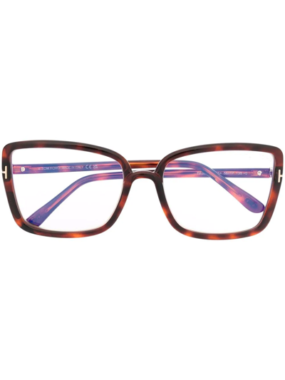 Shop Tom Ford Square Cat-eye Optical Glasses In Brown