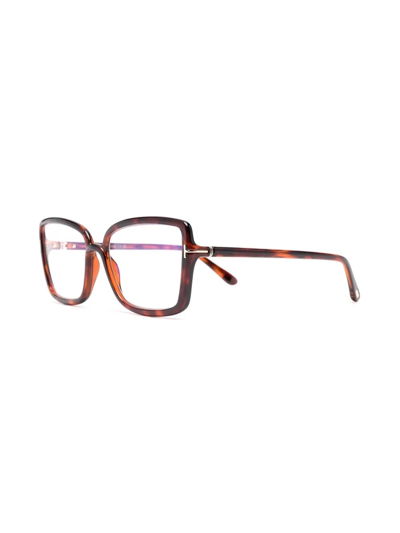 Shop Tom Ford Square Cat-eye Optical Glasses In Brown