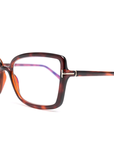 Shop Tom Ford Square Cat-eye Optical Glasses In Brown