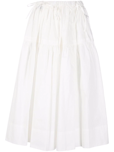 Shop Act N°1 Drawstring Tiered Midi Skirt In White