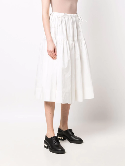 Shop Act N°1 Drawstring Tiered Midi Skirt In White