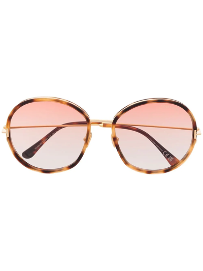 Tom Ford Round-frame Tortoiseshell Sunglasses In Brown