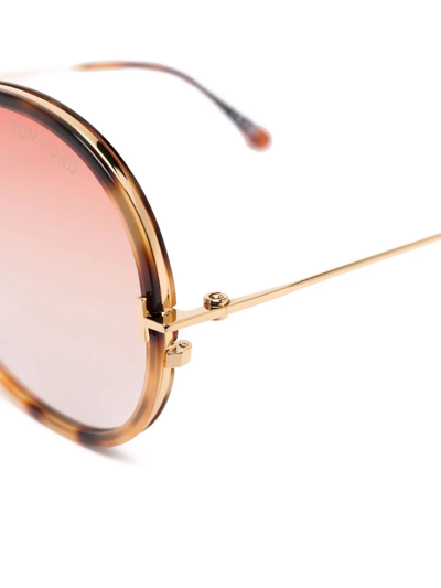 Tom Ford Round-frame Tortoiseshell Sunglasses In Brown