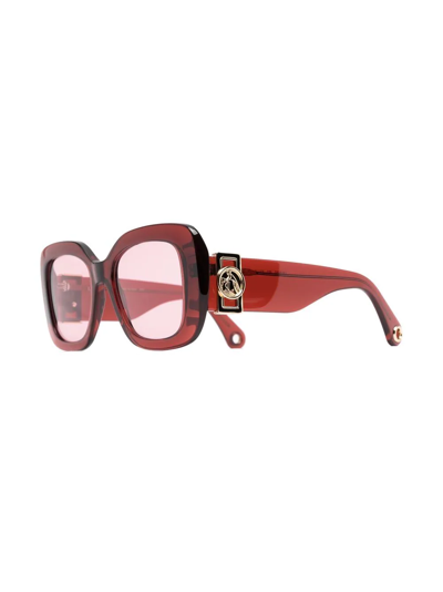 Shop Lanvin Tinted Oversize-frame Sunglasses In Red