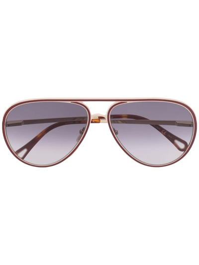 Shop Chloé Gradient-lens Pilot-frame Sunglasses In Gold