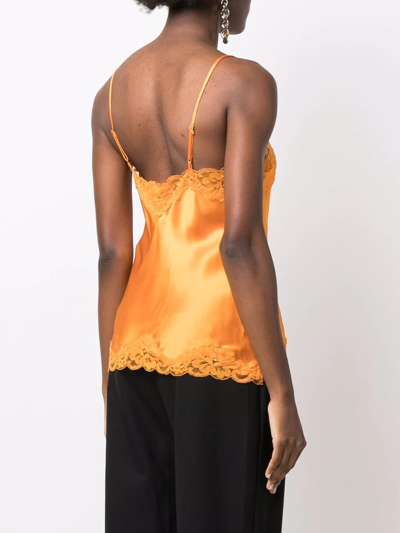Shop Gold Hawk Lace-trim Silk Slip Top In Orange