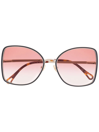 Shop Chloé Oversize-frame Sunglasses In Gold