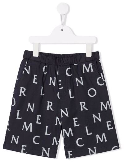 Shop Moncler Logo-print Cotton Shorts In Blue