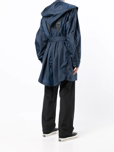 Shop Fumito Ganryu Reflective Panel Hooded Raincoat In Blue