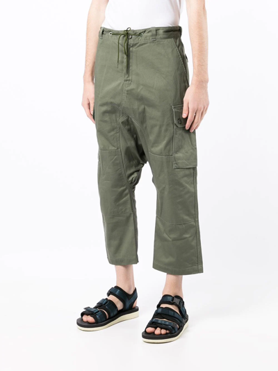 Shop Fumito Ganryu Cropped Straight Cargo Trousers In Green