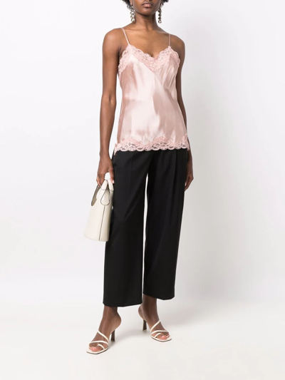 Shop Gold Hawk Lace-trim Slip Top In Pink