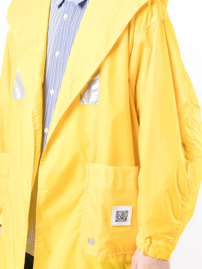 Shop Fumito Ganryu Reflective Panel Hooded Raincoat In Yellow