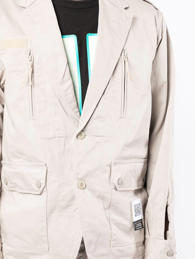 Fumito Ganryu Single-breasted Multiple-pocket Blazer In Grey