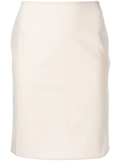 Shop Jacquemus Wool-blend Mini Pencil-skirt In Skin Tones