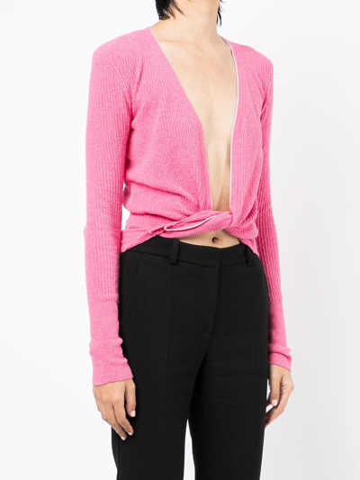 Shop Jacquemus Le Gilet Noué Twisted Cropped Cardigan In Pink