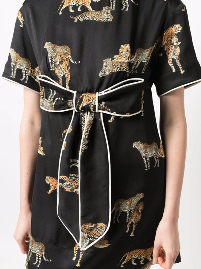 Shop Parlor Tiger-print Mini T-shirt Dress In Black