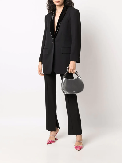 Shop Lanvin Patent-collar Tailored Blazer In Black