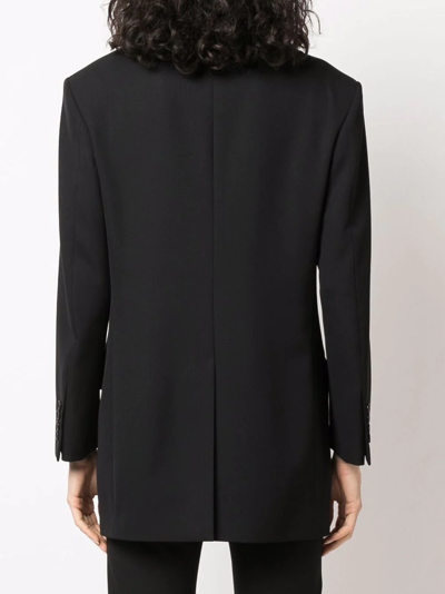 Shop Lanvin Patent-collar Tailored Blazer In Black