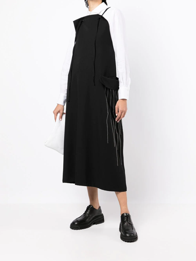 Shop Y's Draped-pocket Midi Dress In Black