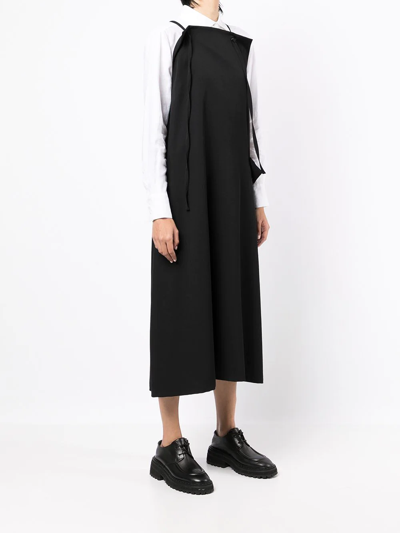 Shop Y's Draped-pocket Midi Dress In Black
