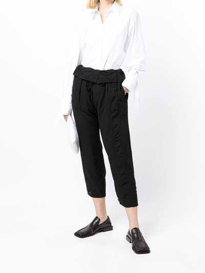 Shop Y's Cropped Paperbag-waist Culottes In Black