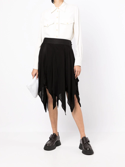 Shop Yohji Yamamoto Rag-hem Midi-skirt In Grey