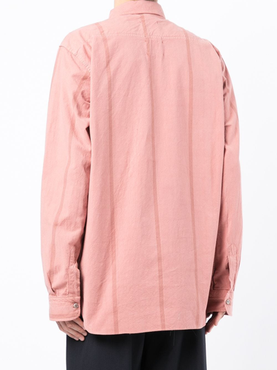 Shop Oamc Long-sleeve Poplin Shirt In Pink