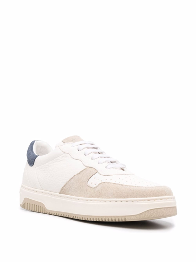 Shop Tagliatore Panelled-design Sneakers In White