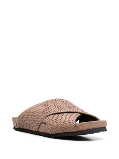 Shop Brunello Cucinelli Crossover Toe-strap Slippers In Brown