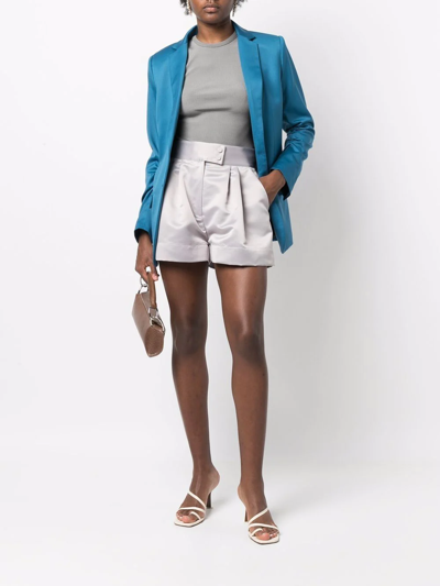 Styland High-waisted Pleated Shorts In Grey